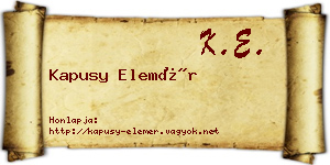 Kapusy Elemér névjegykártya